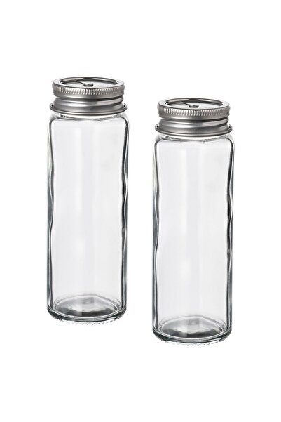 Generic Salt and pepper shakers, clear glass/stainless steel, 12 cm