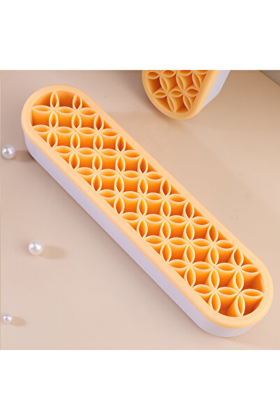 Choice رف تجفيف فرش المكياج الجديد المصنوع من السيليكون الأصفر، صندوق عرض أحم...