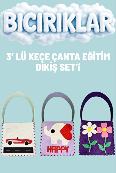 bıcırıklarkids 3'lü Keçe Çanta Dikiş Eğitim Set'i