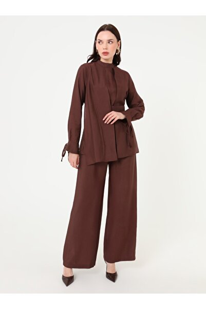 Refka Modern Suit with Belt Detail - Bitter Brown - F1-Mt - Exclusive