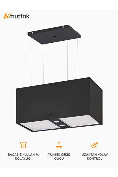 GL GENERAL Elegance 800m3 Çekiş Güçlü 70cm Ada Davlumbaz