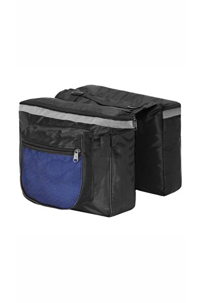 SERSIMO Double bike luggage bag, side pockets, 32x30x28cm, black reflective b...