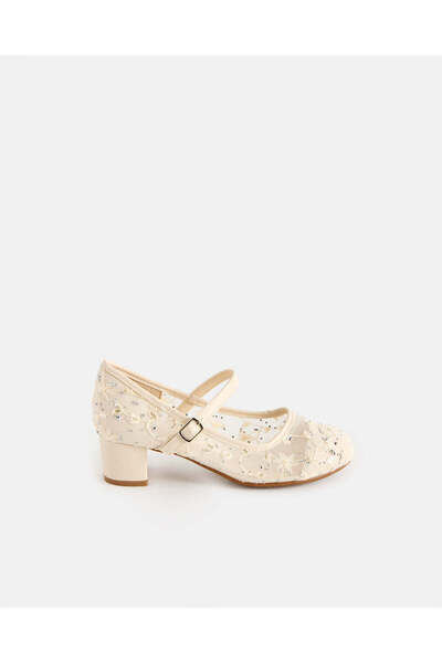 REDTAG أحذية بكعب عالٍ مزينة بشبكة بيج للبنات الكبيرات