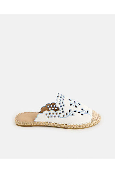 REDTAG Women Ivory And Blue Cut-Out Upper Mule