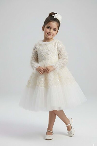 Mnk Baby&Kids Girl's Spanish Sleeve Tulle Detailed Puffy Skirt Special Occasi...