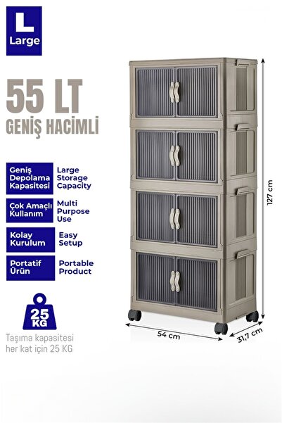 Bayev Toprak 4'lü Portatif Katlanabilir Dolap 3003 - Tekerlekli Dolap Çok Ama...