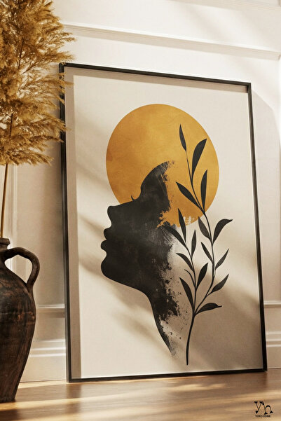 Yoko Home Ahşap Çerçeveli Bohem Kadın Figürlü Tablo, Salon, Mutfak, Oda ve Of...