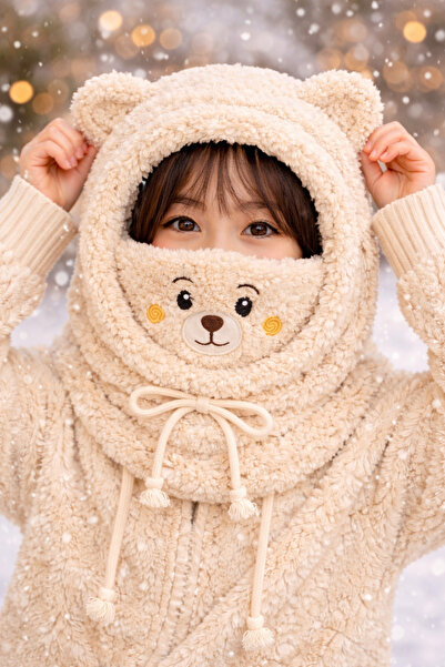 cmtgroup Cute Teddy Ear Plush Winter Hat – Soft & Warm