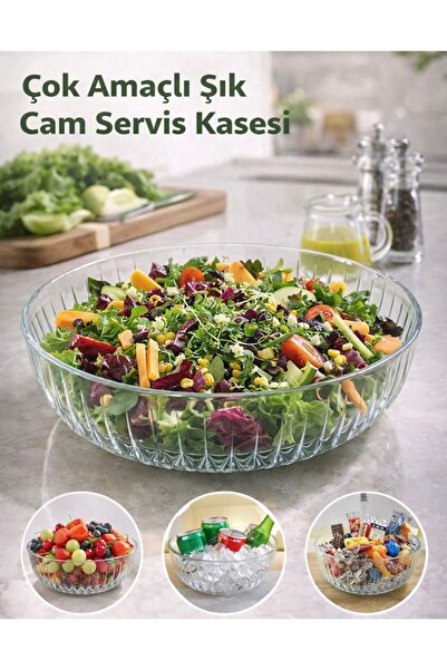 Elia Home Büyük Boy Şeffaf Salata Kasesi – Çok Amaçlı Sunum Kasesi | Sofra, M...