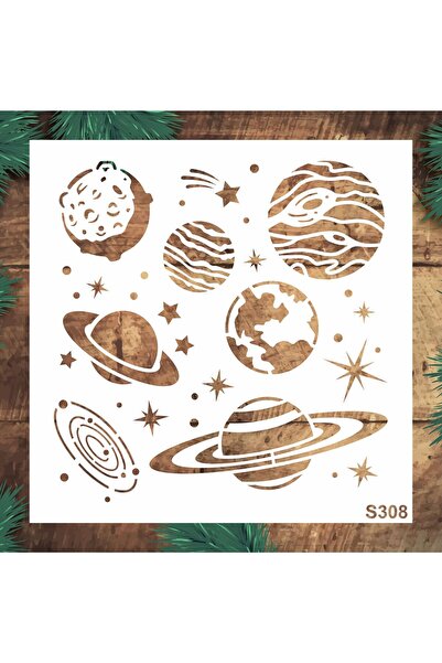 STENCİLTASARIM Stencil Tasarım S308 Ahşap, Duvar ,Kumaş v.b Desen Aktarma Şab...