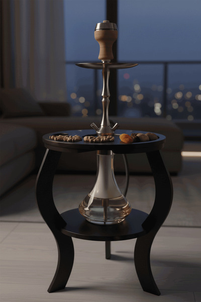 MiniVagon Lüks Ahşap Nargile Masası Çerezlik Bölmeli Devrilmez Güvenli Sunum ...