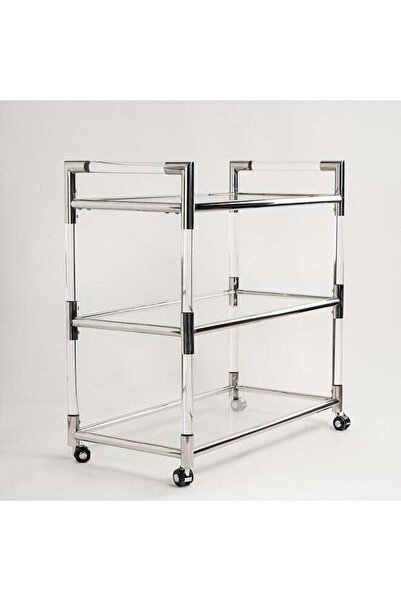 Generic Sstell Acrylic Silver 3 Tier Trolley