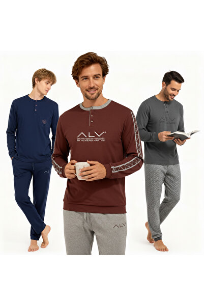 BONBON Men's Cotton 3-Piece Pajama Set Bb2233