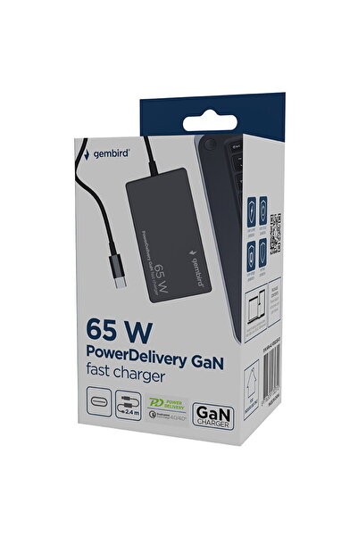 Gembird universal GaN 65W USB Tip-C Negru