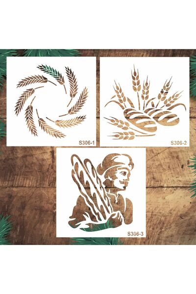 STENCİLTASARIM Stencil Tasarım S306 18x18cm 3lü Fırıncı Stencil Seti SET67, A...