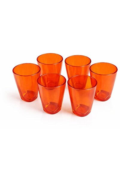 FRANDIS Set de 6 pahare reutilizabile din plastic portocaliu transparent