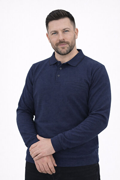 FORMO قميص بولو رجالي من القطن بياقة وأكمام طويلة من قماش سيلانيك عالي الجودة