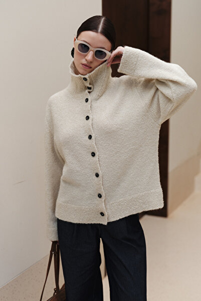 Jolamier Bej Ava Dik Yaka Triko Hırka