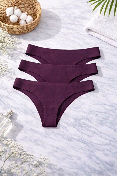HK Underwear Lazer Kesim Bato Külot – 3’lü Set (Mürdüm)