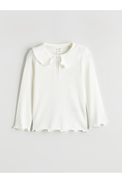 LC Waikiki بلوزة بناتية بياقة بيتر بان مكشكشة.