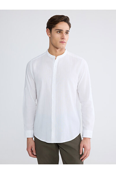 LC Waikiki Regular Fit Crinkle Men's Grandad Collar Shirt