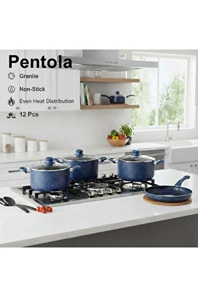 Generic Pentola 12Pcs Granite Nonstick Cookware Set, Blue