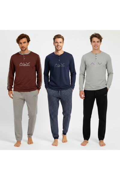 BONBON Erkek Pamuklu 3 Adet 2'li Pijama Takımı BB2236