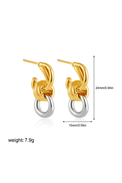 Choice T155 Vintage Stainless Steel Twisted Knot Hoop Earrings for Women Gold...