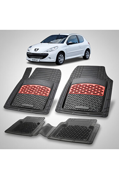 TEAMCAR Rubber Mats Tray Compatible Peugeot 206+ Hatchback 3 Doors, Red