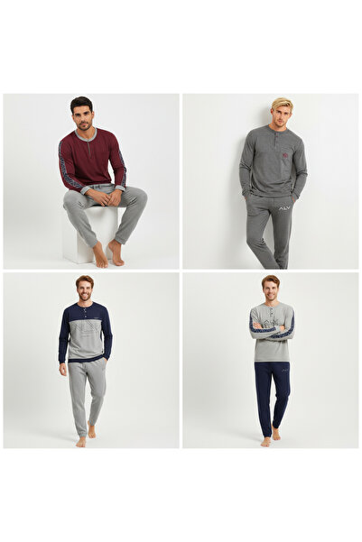 BONBON Men's Cotton 4-Piece 2-Piece Pajama Set Bb2240