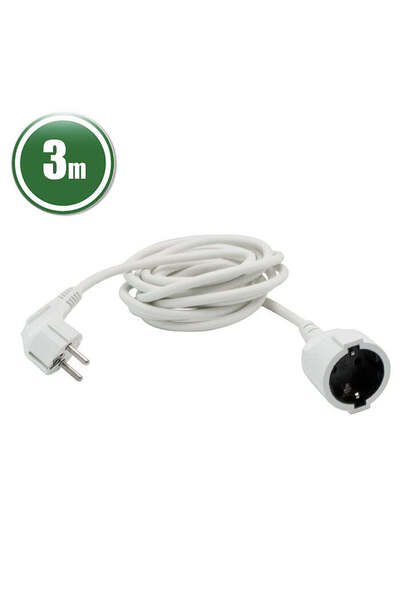 DELIGHT Oscillating Network Extension Cable – 3 m, 3 x 1.5 mm², White