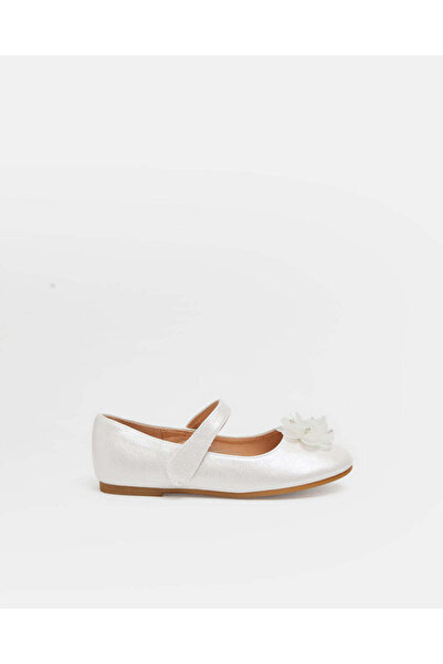 REDTAG Girls White Flower Embellished Ballerina