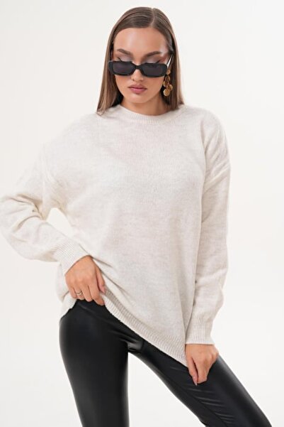 ZARİFSTORE Women's Crew Neck Knitwear Knitted Loose Sweater