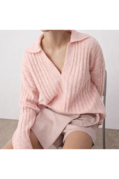 Noi Belis Soft Textured Polo Neck Knitwear Sweater Aw25Kz0014