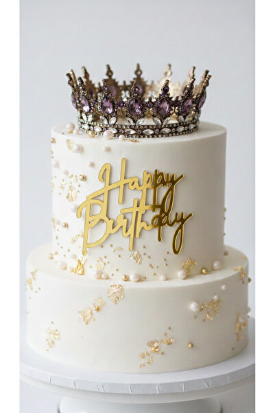 NEWPARİ Cake Front Lettering Happy Birthday Gold Plexiglass Lettering - Birth...