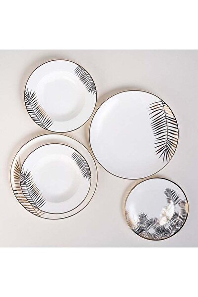 Generic طقم عشاء بورسلين لا ميسا مكون من 18 قطعة، يكفي لستة أشخاص، مزين بورق ...