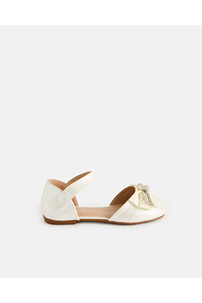 REDTAG Girls White Bow Embellished Ballerina