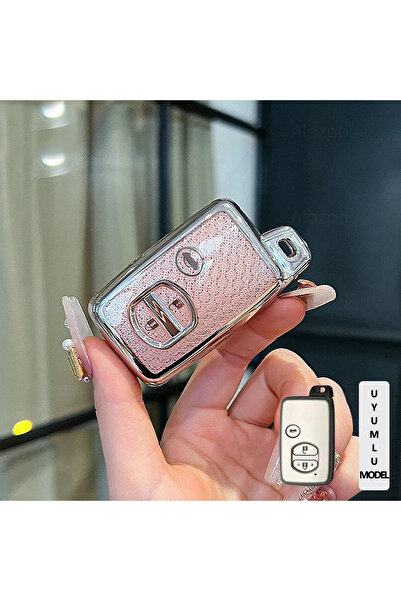 Alazpay Husă pentru chei din TPU cu tăietură cu diamant pentru Toyota Yaris A...