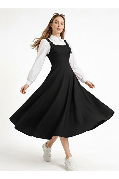 Esmira Stil Gabardin Kadın Tokalı Salopet & Terikoton Gömlek