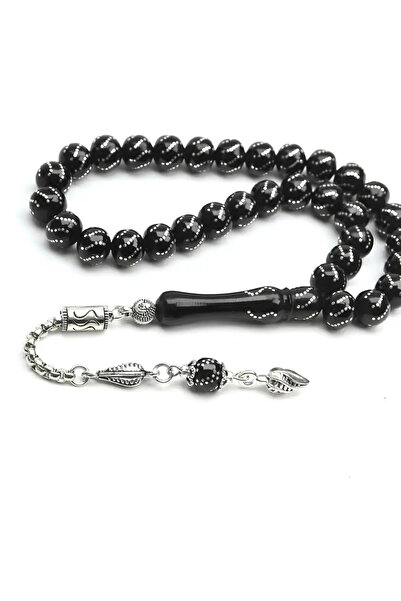 HÜNERTAŞ Cross Embroidered Oltu Stone Prayer Beads