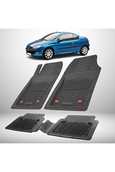 TEAMCAR Rubber Floor Mats Compatible with Peugeot 206 CC 2000-2008, Black