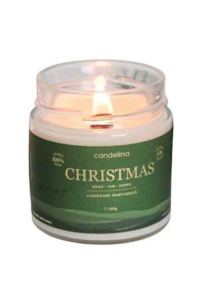 Candelina Lumanare parfumata soia cu fitil lemn, Candelina, Christmas - Brad,...