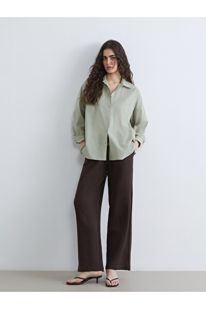 LC Waikiki Textured Women's Trousers with Elastic Waistband