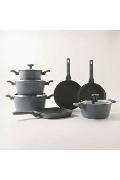 Generic ALBERTO Aluminum Cookware Set 11pcs, Grey