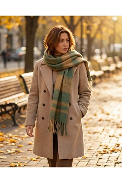 Elit Scarf ZİKZAK DESEN PREMİUM ATKI-Yeşil