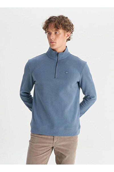WRANGLER Регулярна кройка Petrol Erkek Суитшърт W2520532405