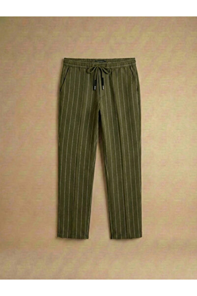 kastrioti Παντελόνι κρεπ με σχέδιο Old Money Stripe, με κορδόνια και ελαστική...