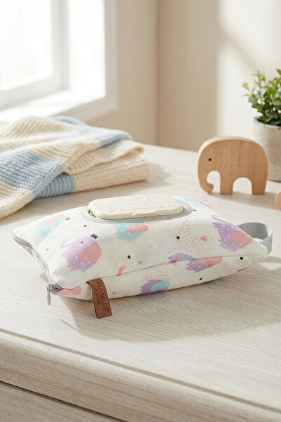 HAMUR Portable Mother Baby Zippered Wet Wipe Case with Strap Baby Stroller Cr...