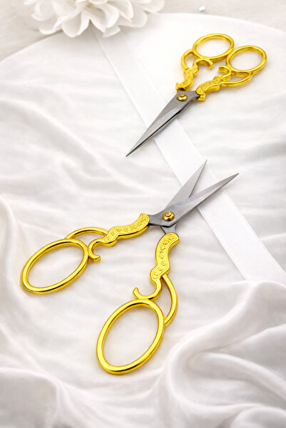 ZEYMERADE Foarfece pentru cusut și broderie, aurii, cu panglică, pentru ocazi...