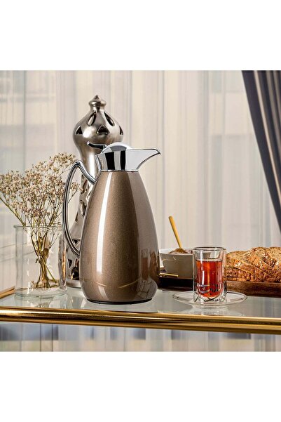 Generic Dallaty steel flask brown and chrome 1L